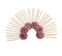 TOPPERFUN Big Rose Tiara Flower Halo Crown Gothic Headpiece for Halloween Party Performance Women Floral Headband for Costume Festival