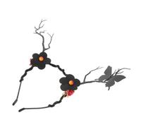 TOPPERFUN Black Deer Antlers Branches Headband Floral Crown for Bohemian Fairy Hairband with Dried Tree Branch Design Comfortable Costume Accessory for Beach Vacation Photo Party and Cosplay