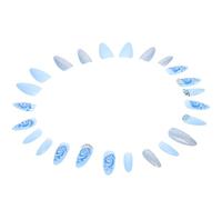 TOPPERFUN Blue Rose Design Press On Nails with Rhinestones 24PCS False Nail Tips for Women Kit Suitable for Manicure and Daily Wear