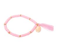 TOPPERFUN Bohemian Ethnic Style Polymer Clay Tassel Bracelet for Women Colorful Soft Clay Hand Ornament Chain Jewelry Gift for Friends Family Co-workers