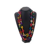 TOPPERFUN Bohemian Long Woven Necklace for Women with Coconut Shell Pendant and Wood Beads Handmade Macrame Beaded Jewelry Random Color for Party Beach and Daily Wear Random Color