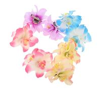 TOPPERFUN Boho Orchid Flower Hair Clips for Women Artificial Hawaiian Floral Hairpins in Blue Purple Rose Pink Lightweight Decorative Accessories for Weddings Beach Parties and Vacation