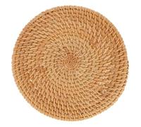 TOPPERFUN Brown Rattan Dining Table Placemat Woven Heatproof Mat with Scratch Protection and Decorative Function, for Home and Restaurant Table Use