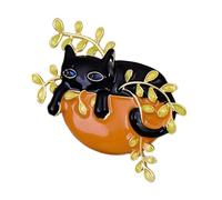 TOPPERFUN Cartoon Black Cat Brooch Zinc Alloy Sweater Pin Decorative Clothing Accessory Elegant Animal Lapel Badge for Women DIY Fashion Jewelry