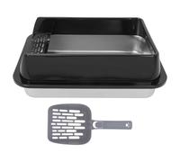 TOPPERFUN Cat Litter Bin with Lid Metal Litter Boxes with Cover Stainless Steel Stainless Steel Black