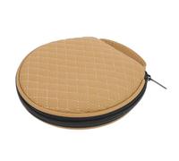 TOPPERFUN CD Case Embroidered Plaid Appearance Stylish Beige with Sturdy Pu Material and Zipper Design Practical CD Storage Bag for Organising Discs Efficiently for Car and Home Use