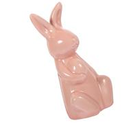 TOPPERFUN Ceramic Bunny Figurine Large Pink Rabbit Holding Egg Home Decor Easter Table Centerpiece Ornament for Living Room and Bedroom