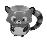 TOPPERFUN Ceramic Water Mug Cute Raccoon Animal Coffee Mug Painted 3D Design Home Office Tea Cup Adorable Drinking Cup