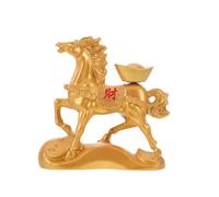 TOPPERFUN Chinese Feng Shui Wealth Statue Running Horse Figurine with Golden Yuan Bao Ingot for Prosperity Luck Desk Ornament Home Office Decor