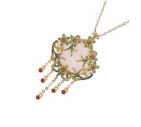 TOPPERFUN Chinese Lock Pendant Necklace Retro Synthetic Jade Charm Jewelry for Women Elegant Clavicle Chain for Daily Wear Special Occasions Unique for Friends and Loved Ones