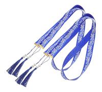 TOPPERFUN Chinese Style Hanfu Hair Tie with Tassel Blue Floral Print Silk Ribbon Hair Accessories Traditional Ancient Chinese for Hanfu and Cosplay
