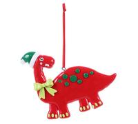 TOPPERFUN Christmas Tree Pendants Christmas Tree Dinosaur Pendant Red PVC Polymer Clay Hanging Ornament for Home Decoration Xmas Party