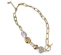 TOPPERFUN Chunky Pearl Necklace for Women Unique Baroque Design Clavicle Chain Fashion Pendant Jewelry for Special Occasions Safe for Skin Complements Outfits