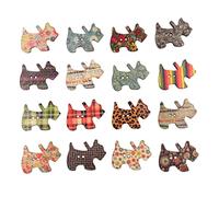 TOPPERFUN Colorful Wooden Buttons Set 50pcs Cartoon Puppy Design 2 Holes for Sewing Knitting Scrapbooking