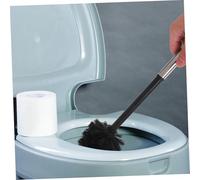 TOPPERFUN Compact Stainless Steel Toilet Brush and Holder with Plastic Bucket Space-saving Bathroom Cleaner for Dead Corner Scrubbing Ergonomic Handle for Toilet Bowl Cleaning in Homes and