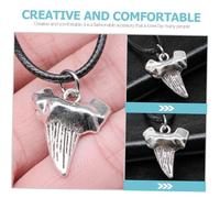 TOPPERFUN Cool Shark Tooth Necklace with Black Leather Cord Stylish Wolf Pendant Men S Neck Chain Vintage-inspired Fashion Accessory for Parties and Everyday Wear