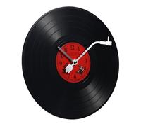 TOPPERFUN Creative Vinyl Clock Wall Clock in Vintage Black round Shape and Decorative Vinyl Record Design, for Household Or Store Use Sturdy Plastic Cement Material