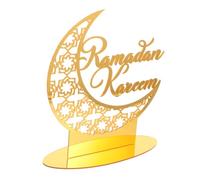 TOPPERFUN Crescent Letter Table Acrylic Ornaments for Home Ramadan Eid Moon Decor Eid Mubarak Moon Ornament Muslim Decor for Living Ramadan Decoration Table Decorations