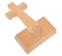 TOPPERFUN cross ornament Cross Crafts holy land olive wood standing church decor stand wooden for wall small wooden es desk topper Desk wood. wooden base desktop