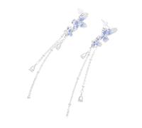TOPPERFUN Crystal Butterfly Tassel Drop Earrings Lightweight Zircon Flower Studs for Women Elegant Fairy Dangle Jewelry for Wedding Party and Seasonal Versatile Wear