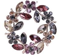 TOPPERFUN Crystal Flower Brooch Pin with Rhinestones Olive Branch Design, Coffee Color Shawl Brooch Clip for Women’s Clothing Accessories, Decorative Pin for Scarves and Backpacks