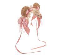 TOPPERFUN Cute Lolita Bear Ear Headband Plush Costume Accessories for Women Soft Comfortable Kawaii Hairband for Cosplay Party Festival Sweet Japanese Style Hairpiece in Dusty