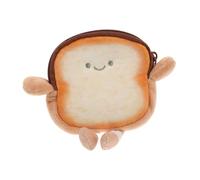 TOPPERFUN Cute Toast-Shaped Mini Coin Purse Small Portable Zipper Wallet for Coins Earphones and Cables Lightweight Compact Storage Bag for Students and Young People
