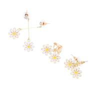 TOPPERFUN Daisy Flower Earrings Set 3 Pairs Hypoallergenic Studs for Women Sparkling Floral Ear Clips Versatile Jewelry for Daily Wear