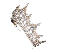 TOPPERFUN Dazzling Rhinestone Crown Headband for Brides Pageant Special Occasions Elegant Gold Headpiece Stylish Wedding Accessories Hair Jewelry for Weddings Performances