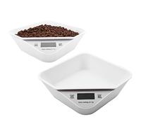 TOPPERFUN Digital Kitchen Scale with Built in Bowl High Precision Sensor Electronic Food Scale for Cooking Baking Diet White with Easy Clean Tray