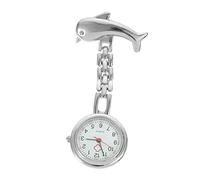 TOPPERFUN Dolphin Nurse Pocket Watch Fashion Steampunk Silver Brooch Retractable Hanging Watch for Healthcare Professionals Infection Control Design
