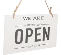 TOPPERFUN Double-sided Wooden Door Sign Easy to Turn over White Rustic Design Rope Hanging Business Sign for Wall Store Decoration