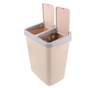 TOPPERFUN Dual Compartment Kitchen Trash Can with Presstype Lids for Odour Control Dry Wet Waste Sorting Bin Food Waste Container for Home Bathroom Living