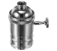 TOPPERFUN E27 Vintage Die Casting Light Socket Holder in Silver, Heat Resistant and Easy to Install Aluminum and Copper Lamp Holder for Basement or Bathroom Use