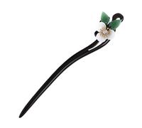 TOPPERFUN Ebony Flower Shape Hairpin Vintage Chinese Style Elegant Hair Wear for Women Daily Wedding Anniversary Accessories
