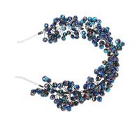 TOPPERFUN Elegant Beaded Bridal Headband for Wedding Parties Handwoven Mesh Hair Accessory for Brides Flexible Comfortable Hair Hoop Versatile Styling for Updos and Braids Fit for All-day