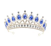 TOPPERFUN Elegant Blue Bridal Crown with Water Drop Crystal Distinctive Wedding Tiara for Women Delicate High End Headband for Special Occasions and Parties