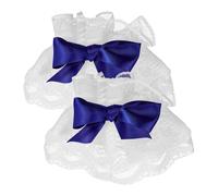 TOPPERFUN Elegant Blue Lace Wrist for Women Fingerless Lolita Wrist Sleeves with Delicate Floral Design Romantic Dress Accessory for Parties Halloween and Everyday Fashion