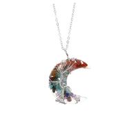 TOPPERFUN Elegant Crystal Moon Pendant Necklace with Clavicle Chain for Women Natural Gemstone Tree of Life Design Colorful Copper Wire Jewelry for Weddings Parties and Daily Wear Gift