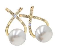 TOPPERFUN Elegant Pearl Earrings with Rhinestones Lightweight Small for Women Bridal and Bridesmaid Jewelry Versatile for Daily Wear and Special Occasions