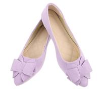 TOPPERFUN Elegant Slip Womens Pointed Toe Flats with Bow Comfortable Dressy Bridal Shoes for Weddings Evening Parties and Daily Wear Fashionable Lightweight Flats for Bridesmaids and Work Violet