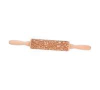 TOPPERFUN Embossed Rolling Pin for Creative Baking Beech Engraved Roller for Cookies and Pastries Decorative Kitchen Tool for Artistic Designs for Christmas and Special Occasions