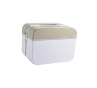 TOPPERFUN Emergency Medicine Case Large Dual Layer Plastic Storage Box with Handle Multi Functional Organizer for Home Office Schools and Travel Brown
