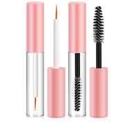 TOPPERFUN Empty Mascara Tube and Eyelash Cream Container Set 4pcs 10ml Pet Refillable Lip Gloss Bottles with Pink Caps for DIY Makeup Travel and Home Use Random Color