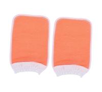 TOPPERFUN Exfoliating Bath Gloves 2pcs Thick Plant Fiber Body Scrubber Mittens for Shower Back Scrub Home Use Rough Grit Orange