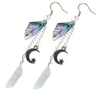 TOPPERFUN Fairy Wings Earrings for Women Silver Moon Charm and Butterfly Dangle Jewelry Chic Irregular Crystal Drop Design Elegant gift for for for for for for for Birthday Wedding Party Daily Wear