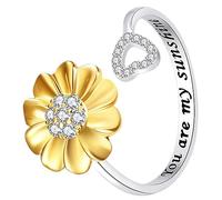 TOPPERFUN Fashion Sunflower Open Ring Adjustable Flower Heart Ring for Women Stylish Promise Mixed Gold Silver Stackable Jewelry for Every Occasion
