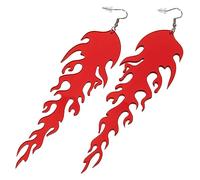 TOPPERFUN Flame Shaped Acrylic Dangle Earrings for Women Long Glow-in-the-Dark Earrings Statement Ear Jewelry for Hip-Hop Style