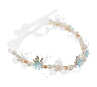 TOPPERFUN Floral Garland Headband Pearl Elegant Bridal Headpiece for Wedding Hair Accessory for Bride Goddess