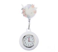 TOPPERFUN Flower Decorated Nurse Fob Watch with Secure Clip Water Resistant Medical Pocket Watch for Women Men Nurses Doctors Paramedics Clear Face for Easy Reading